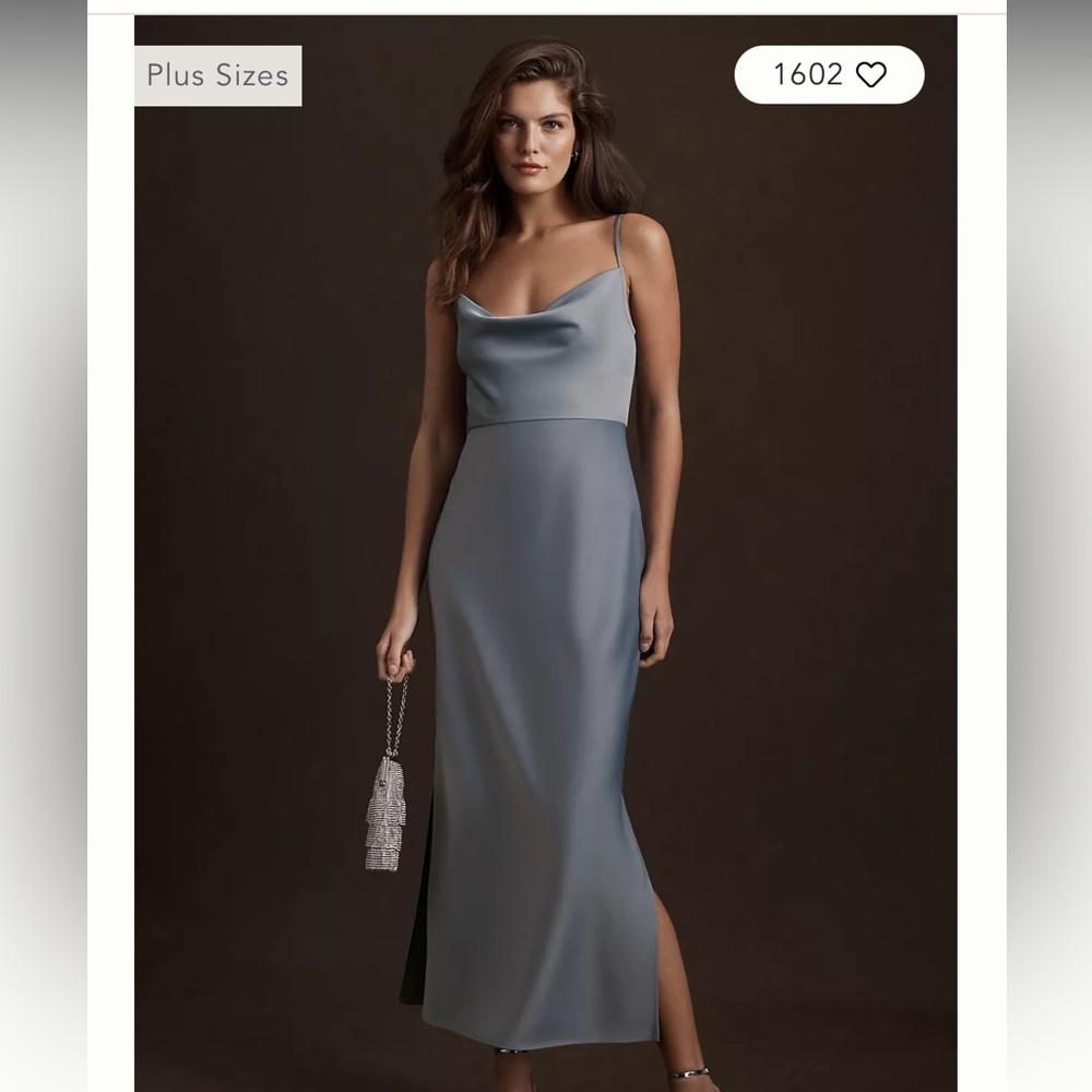 BHLDN Cali Satin Cowl-Neck Midi Slip Dress